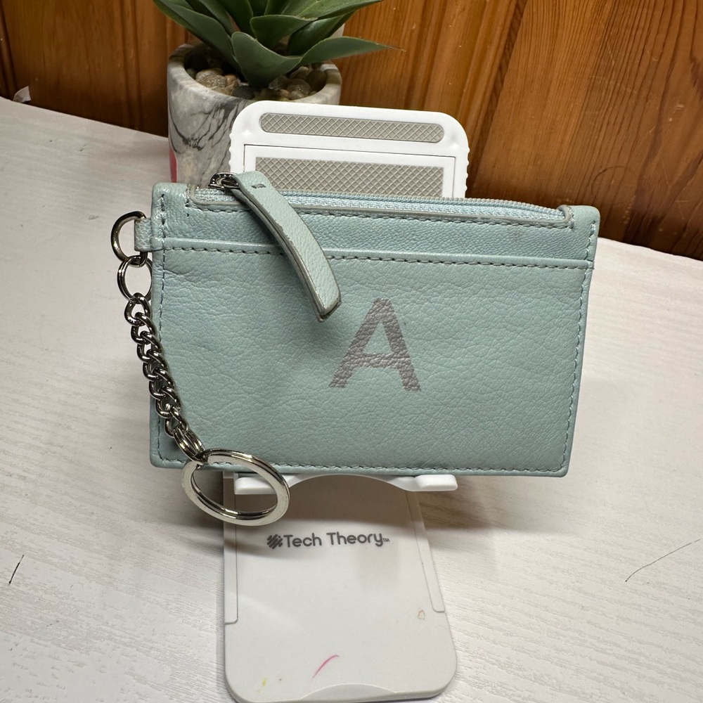 margot sage green leather card wallet